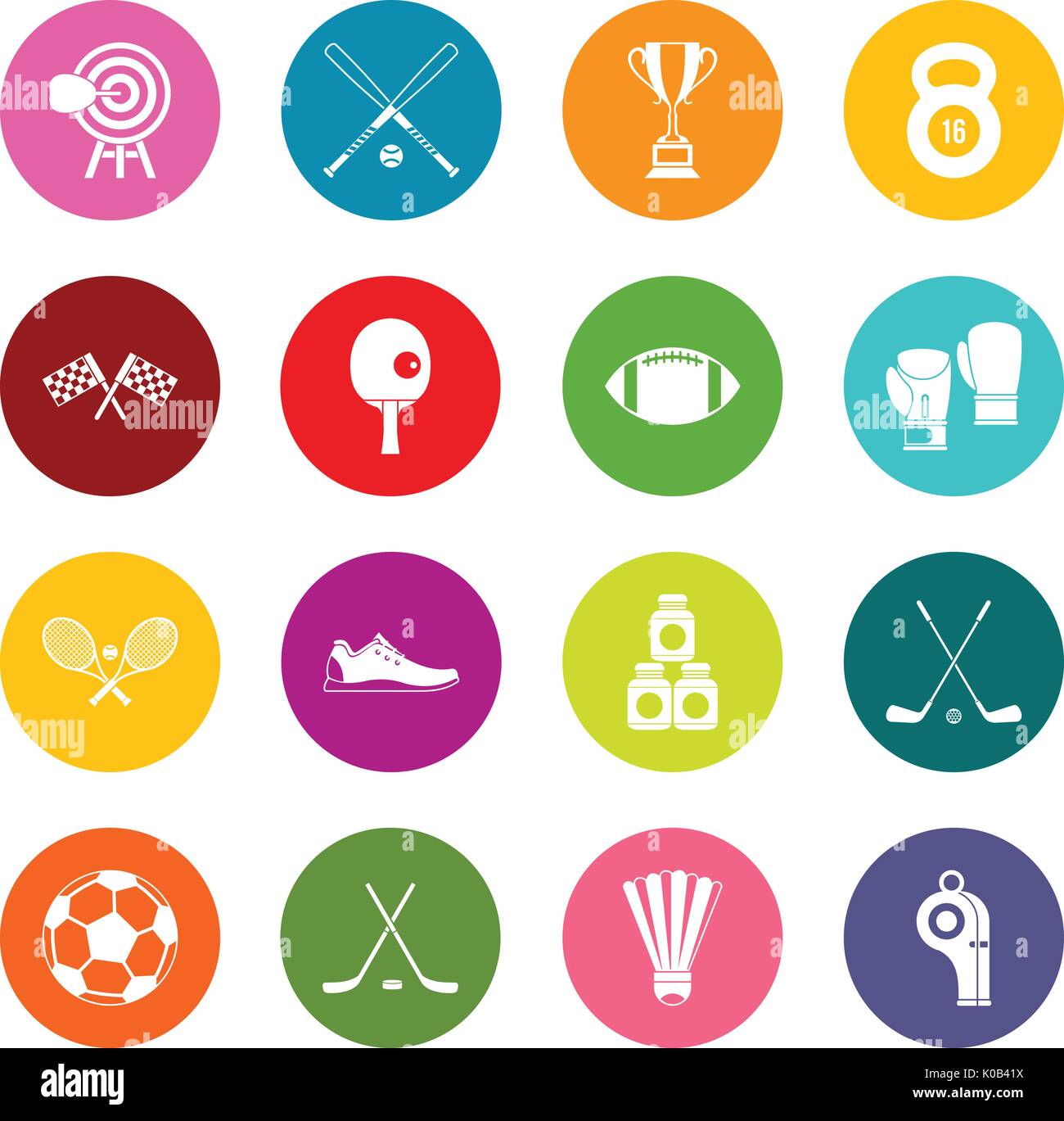 Sport equipment icons many colors set Stock Vector Image & Art - Alamy