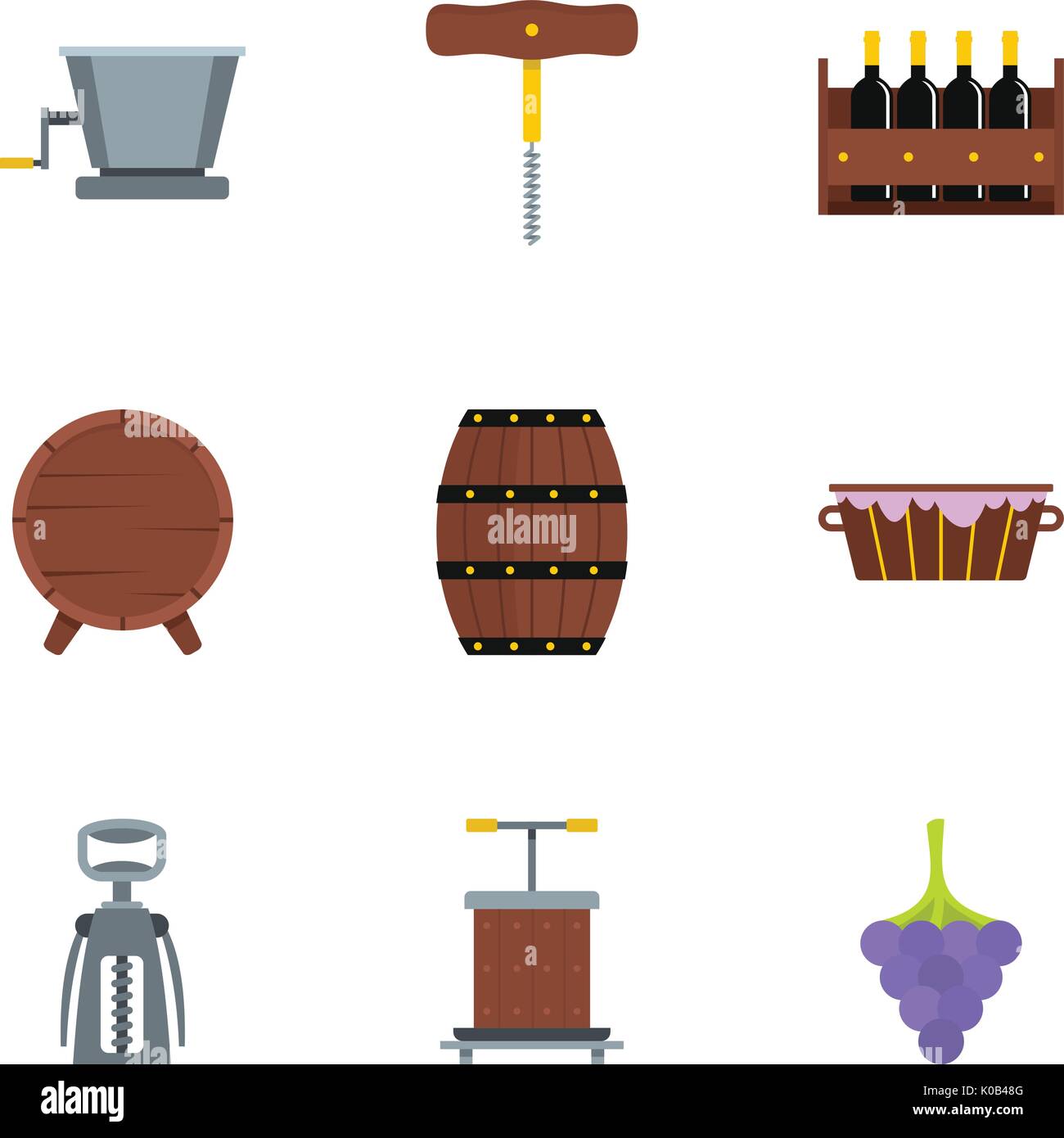 Wine production tradition icon set, flat style Stock Vector Image & Art ...