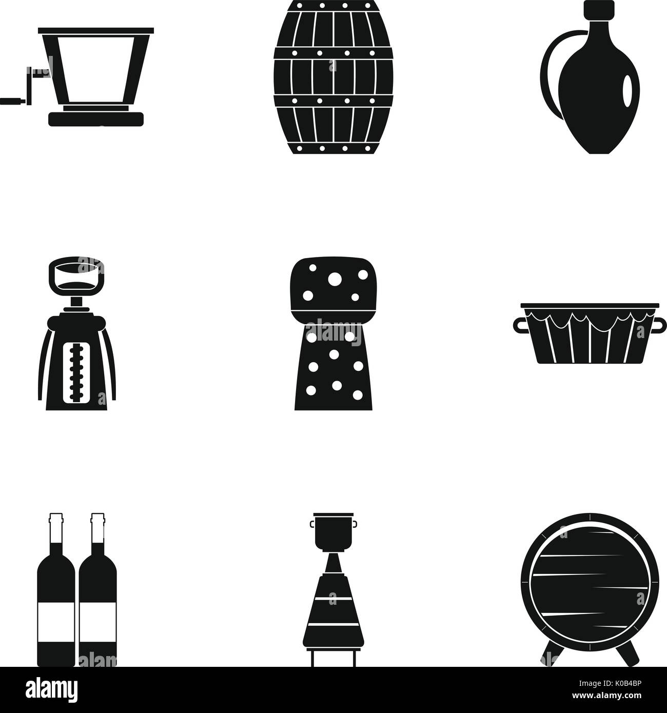 Wine company icon set, simple style Stock Vector