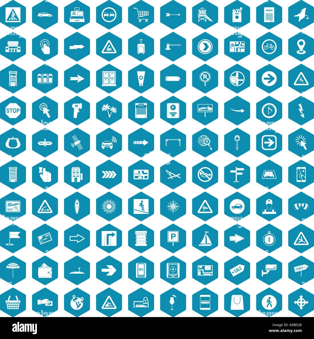 100 pointers icons sapphirine violet Stock Vector