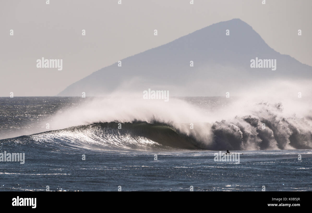 A perfect wave breaking in Maresias, Brazil Stock Photo