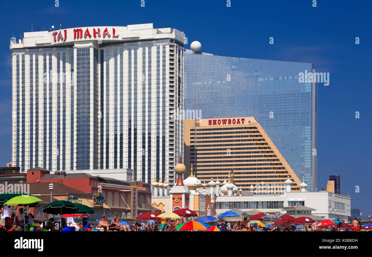 ATLANTIC CITY, NEW JERSEY - AUGUST 19, 2017: Modern Hotels in Atlantic City. Established in the 1800s as a health resort, today the city is dotted wit Stock Photo