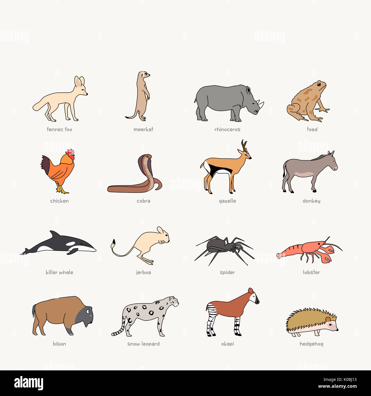 Icons of various animals Stock Photo - Alamy