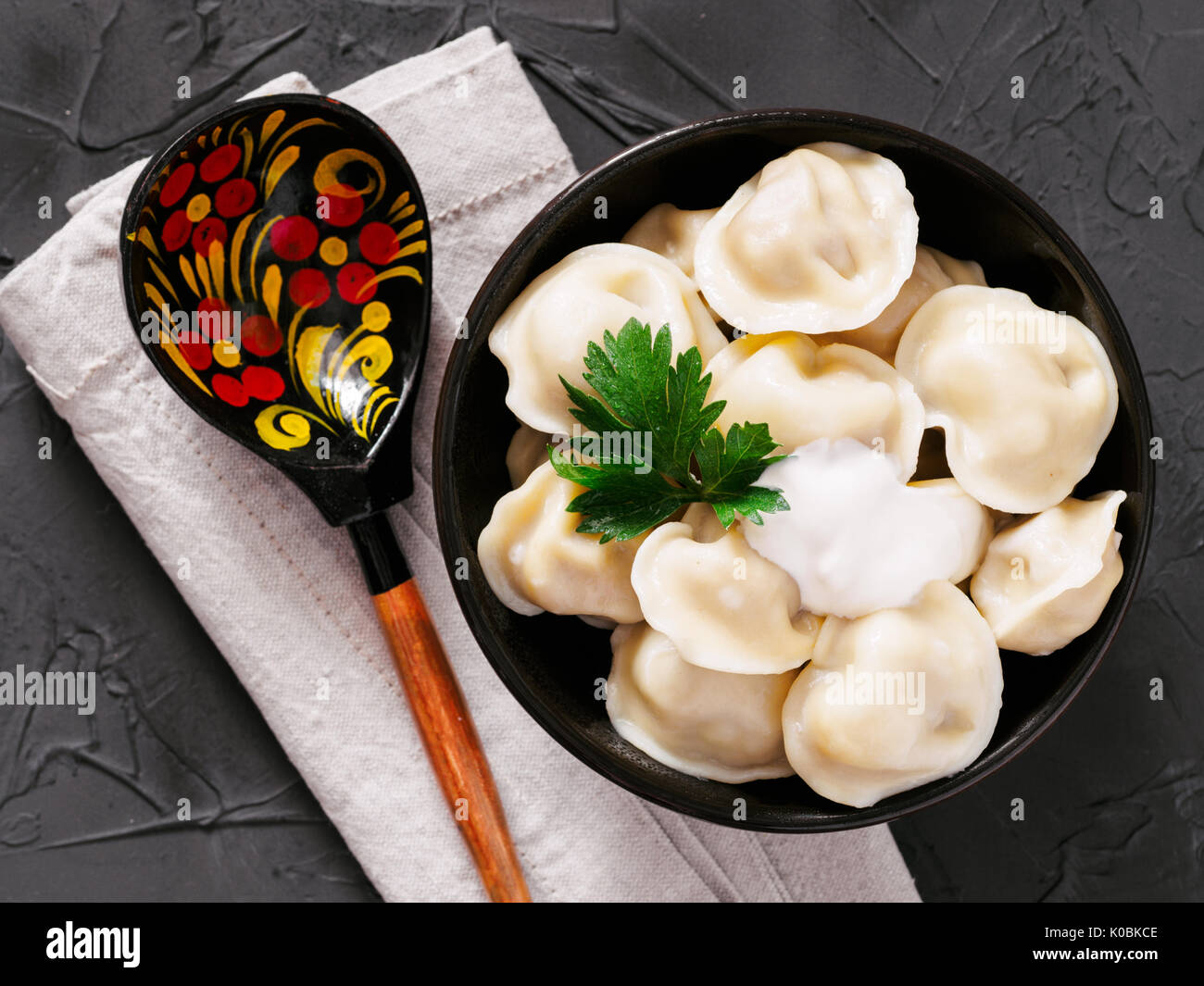 Russian pelmeni, ravioli, dumplings with meat Stock Photo - Alamy