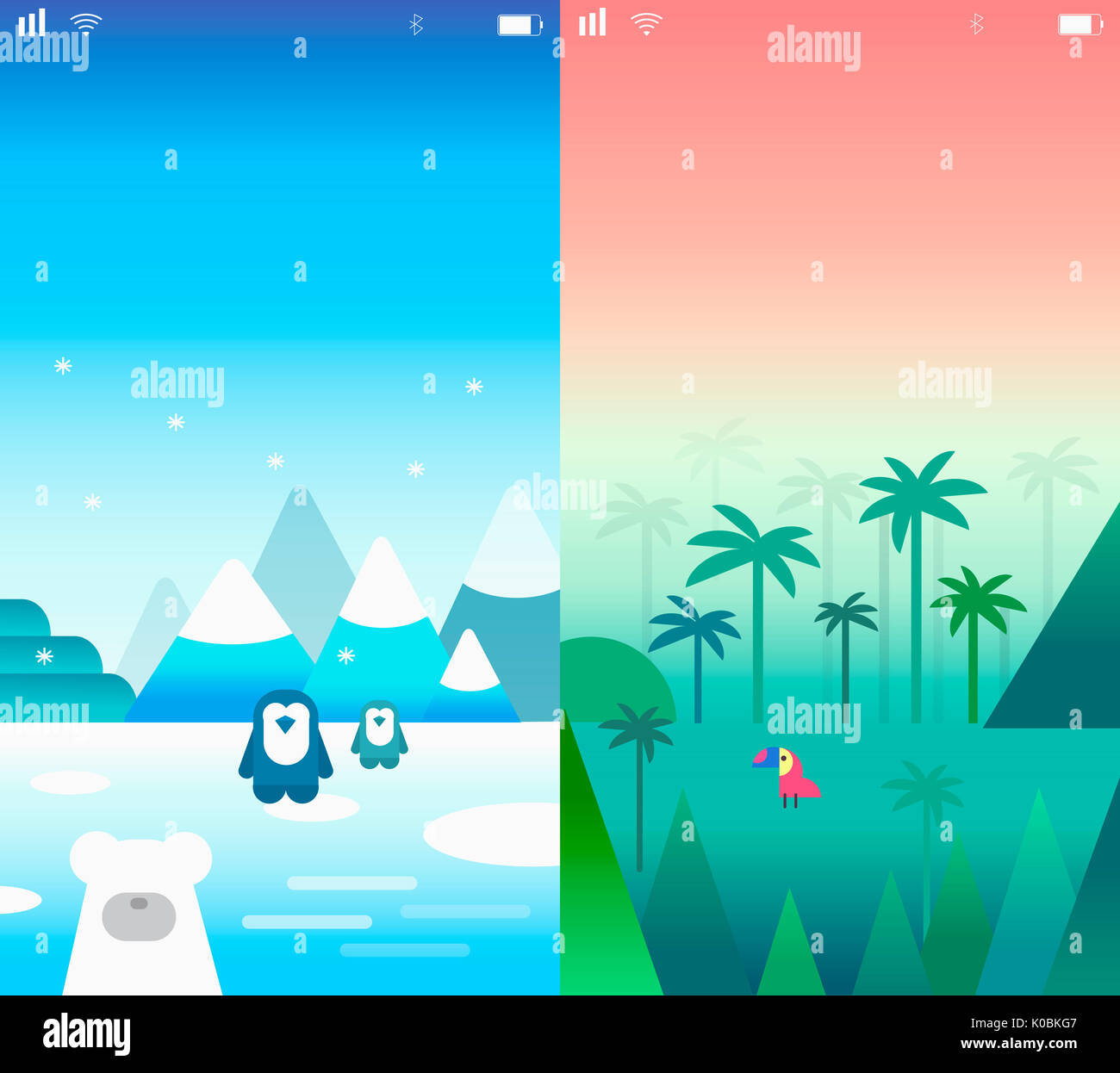Smartphone background, polar region and tropical region Stock Photo - Alamy