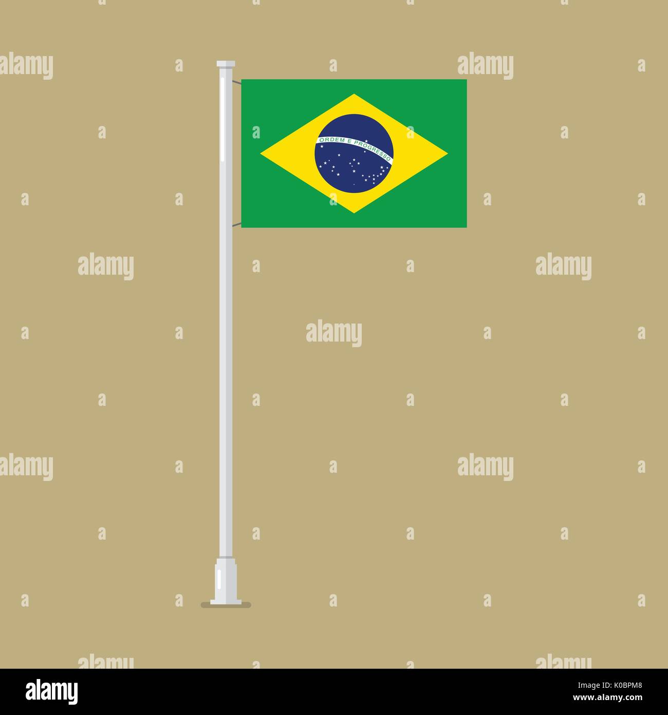 Brazil flag on pole. vector illustration Stock Vector