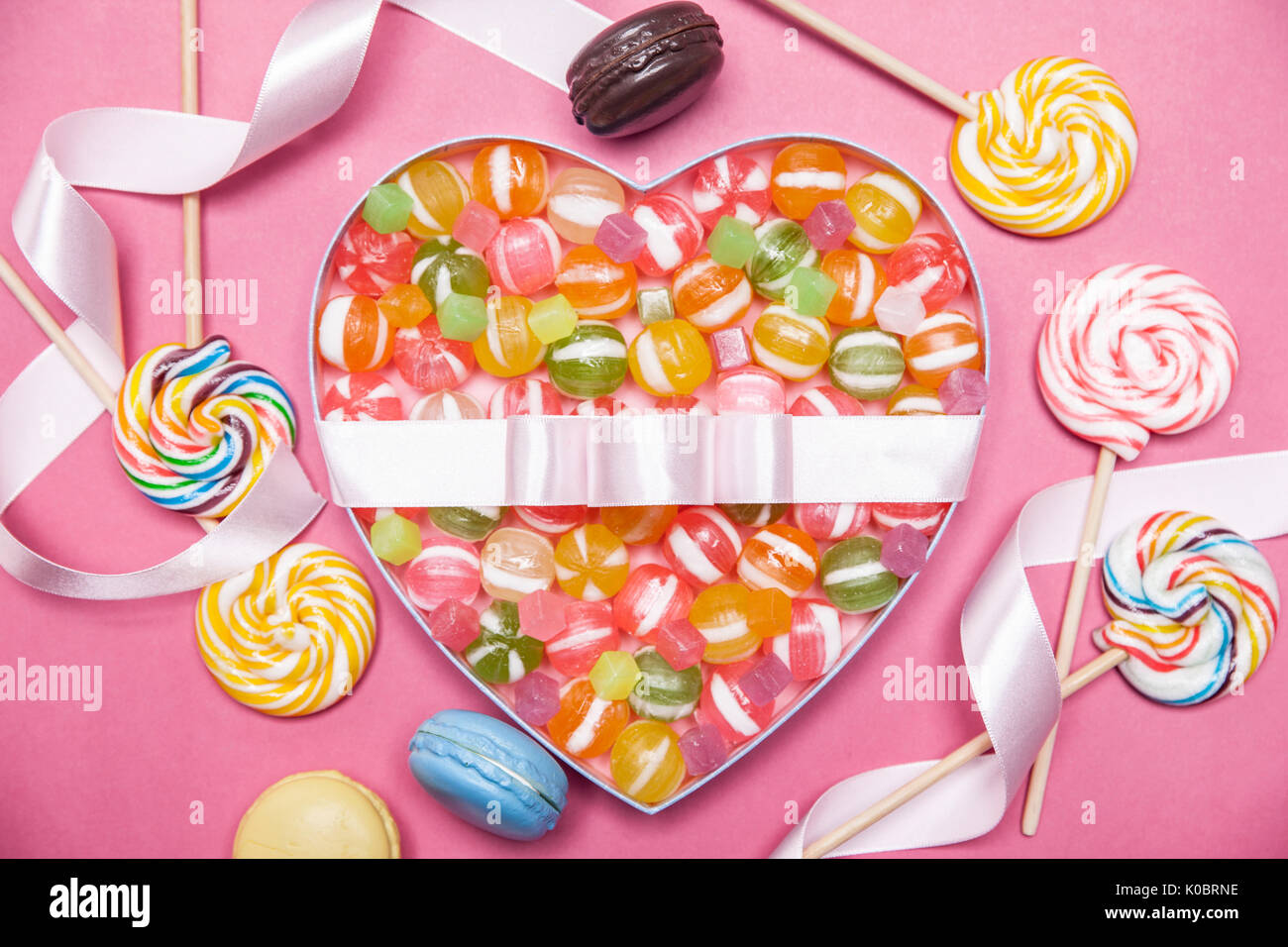 Lollipops and sweet candies for White Day Stock Photo