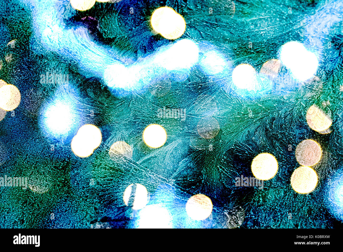 Christmas background of lights and tree and ice Stock Photo - Alamy