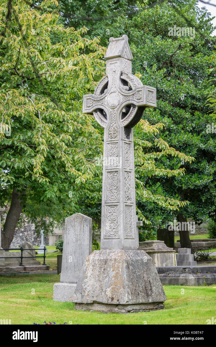 Irish cross at the cemetery of Saint Patrick cathedral in Dublin, Ireland Stock Photo