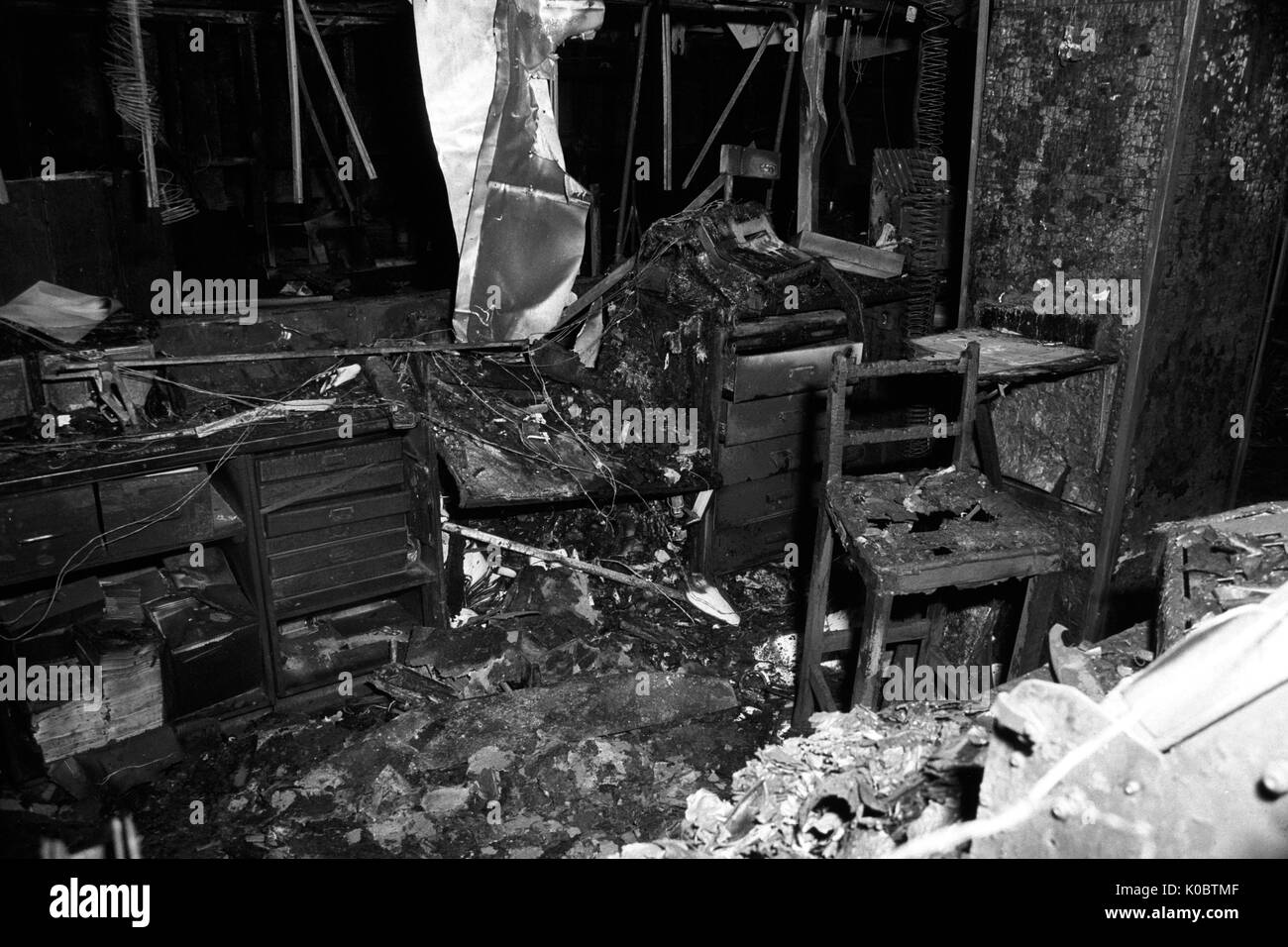 Part of the fire-damaged ticket hall at King's Cross Underground Station. Stock Photo
