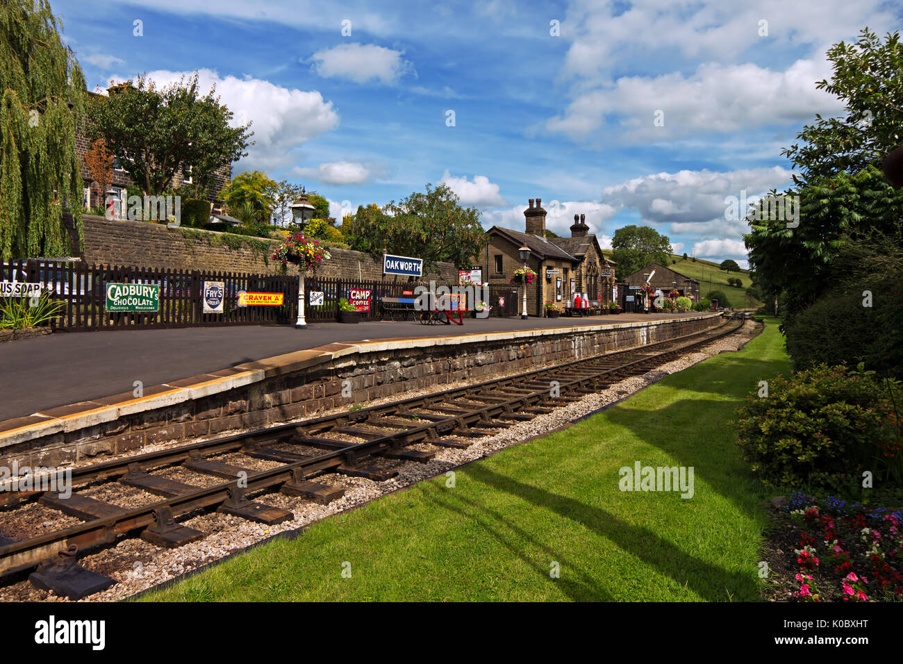 Oakworth Station on the Keighley & Worth Valley Railway line in West
