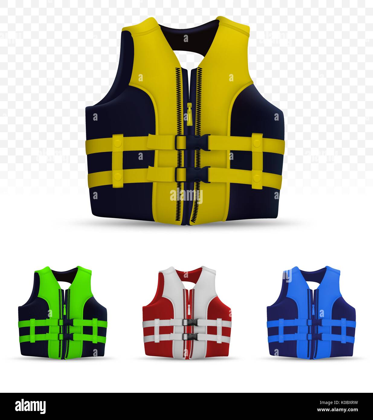 Unisex life vest isolated on transparent background Stock Vector