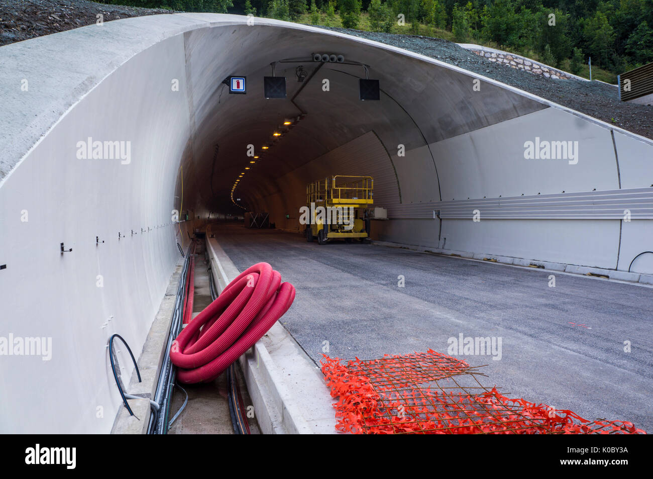 Electrical installation in the construction of thea new tunnel Stock