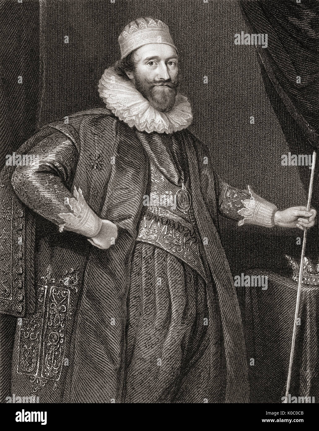 Ludovic Stewart, 2nd Duke of Lennox and 1st Duke of Richmond, 1574 – 1624. Scottish nobleman and politician.  From the book “Lodge’s British Portraits” published London 1823. Stock Photo