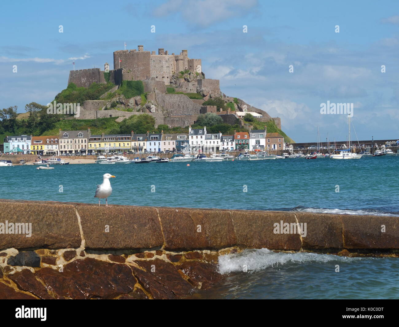 Mont Orgueil Castle and Gorey Pier, Gorey, Jersey, Channel Islands