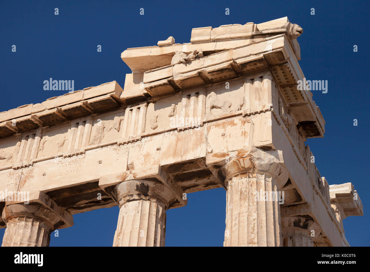 Marble ruins of the Parthenon on the Acropolis, Athens Attica, Greece Stock Photo