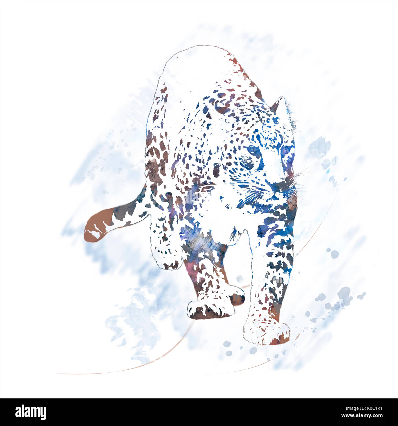 Digital Painting of Leopard Portrait Stock Photo - Alamy