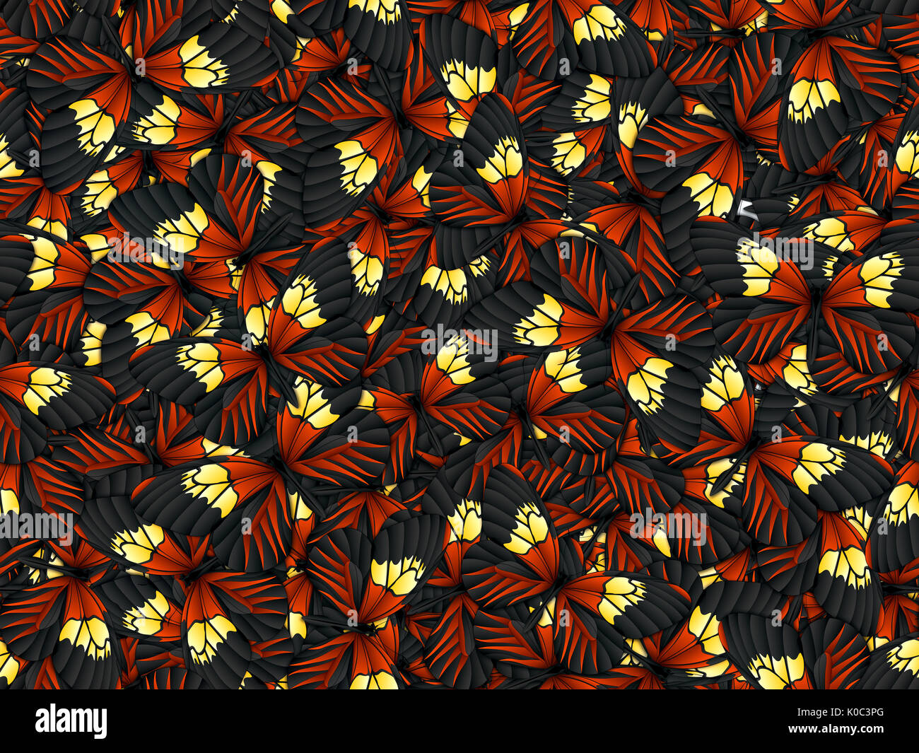 Seamless pattern with lot of different butterflys Stock Photo