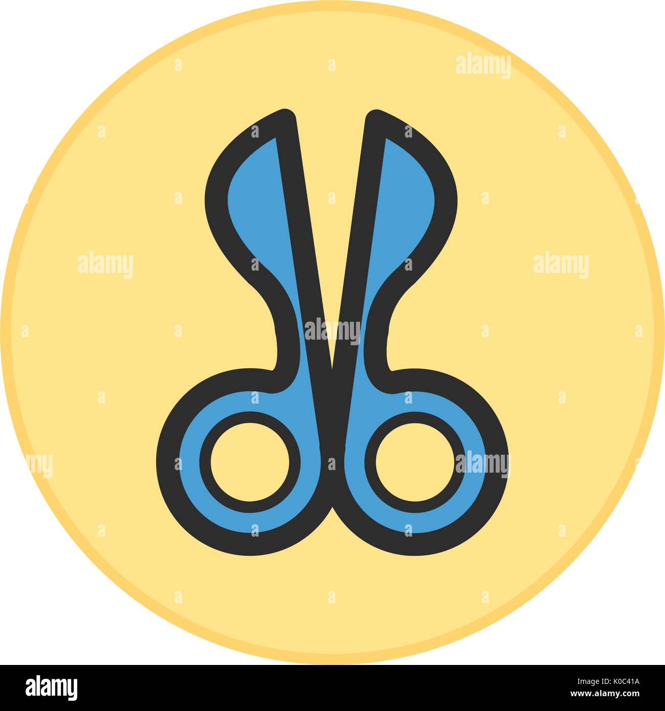 Scissors icon yellow button Stock Vector