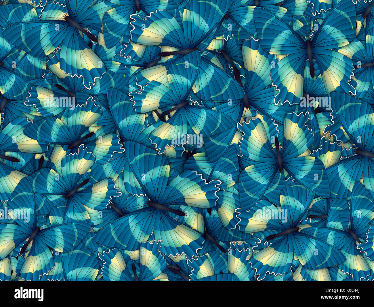 Seamless pattern with lot of different butterflys Stock Photo