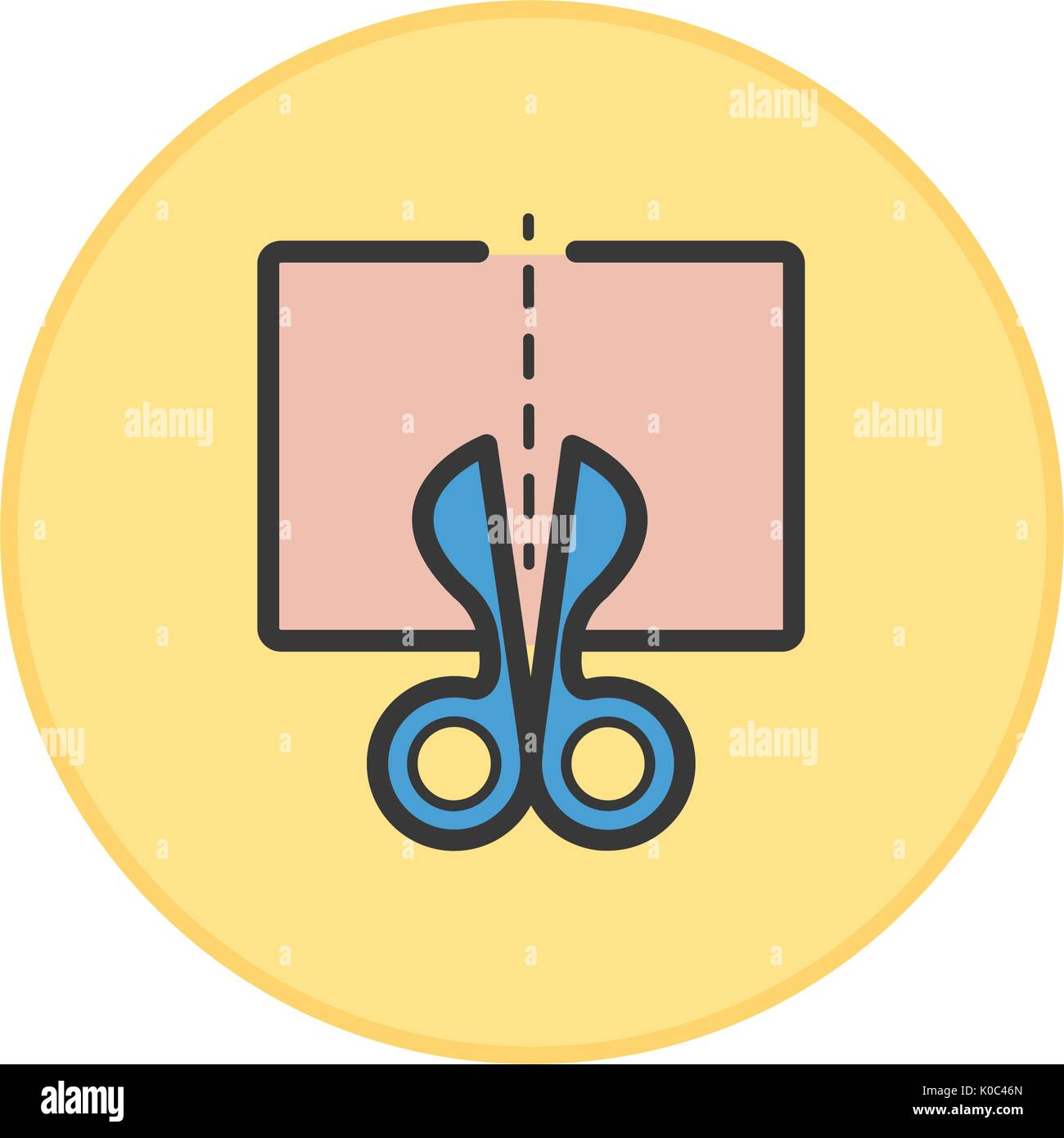 Scissors icon yellow button Stock Vector