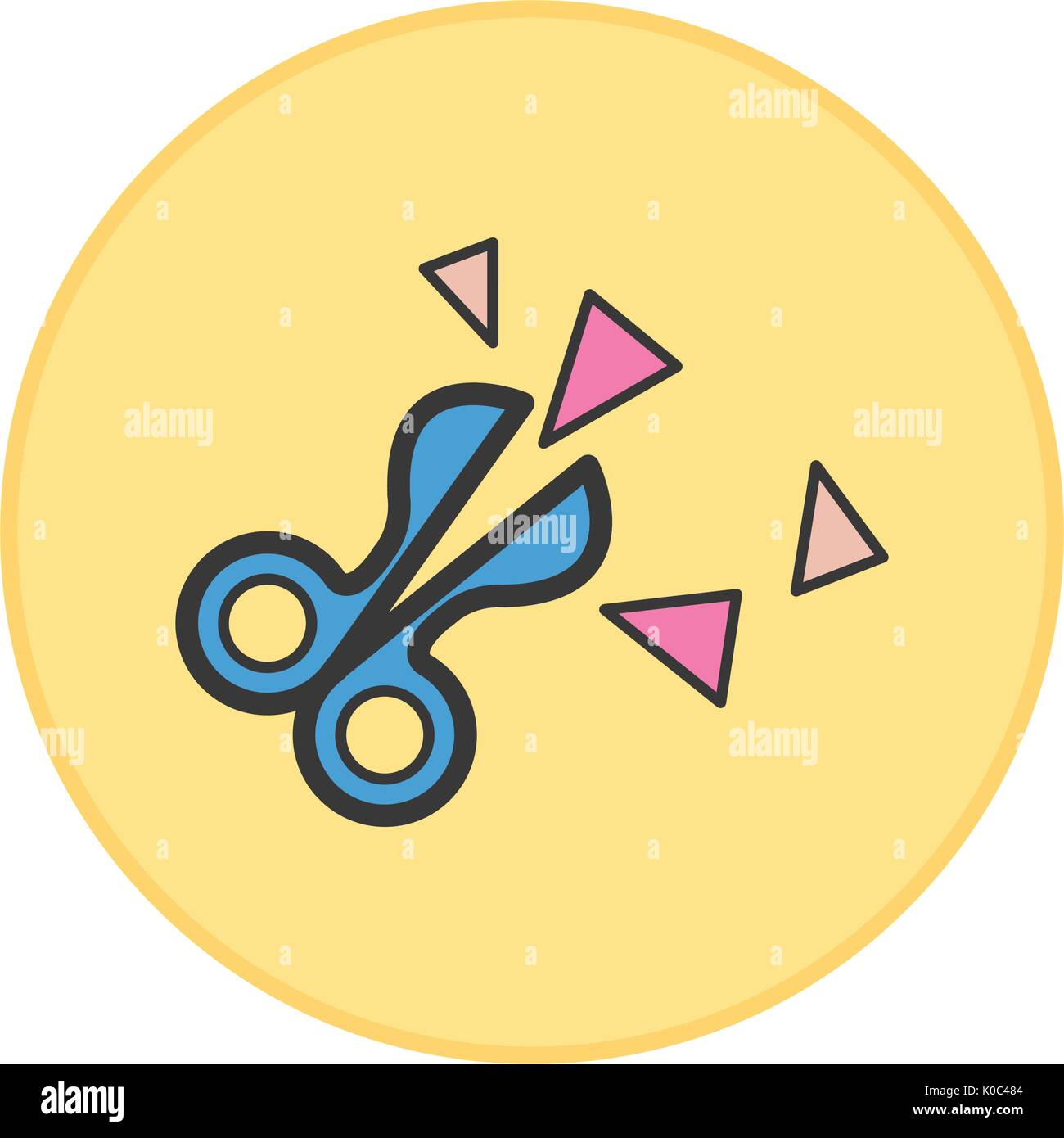 Scissors icon yellow button Stock Vector