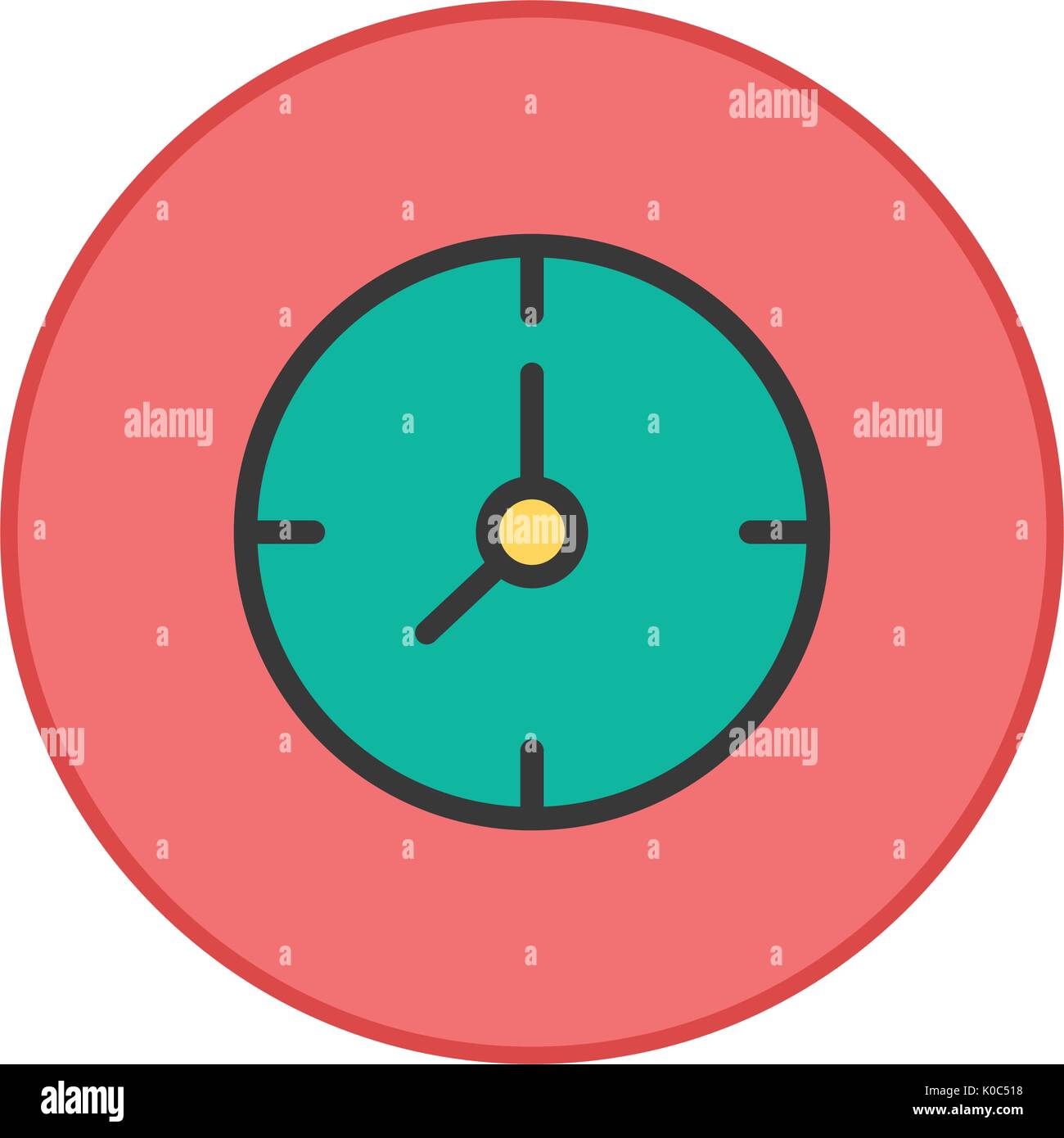 Clock face on red Stock Vector Images - Alamy