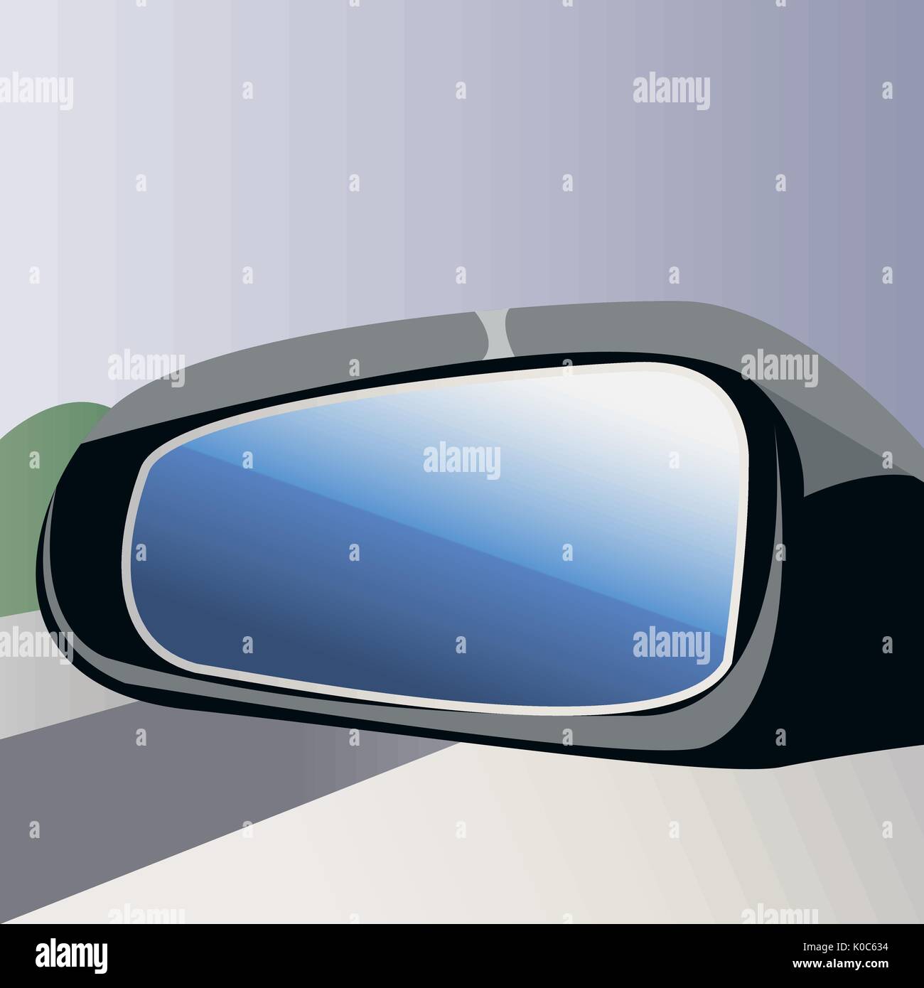 Rear view mirror.Blue glass.Vector illustration Stock Vector