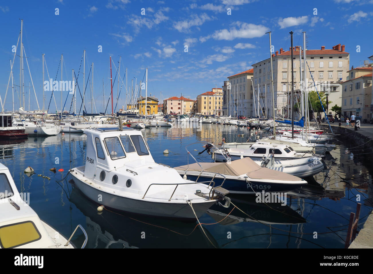Waterfront in the Slovenian town of Piran Stock Photo