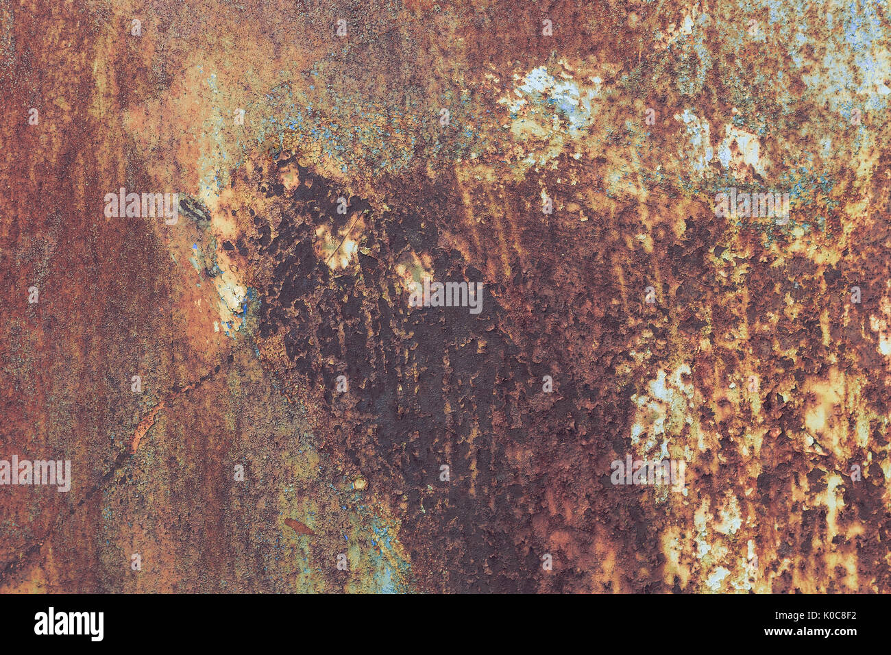 Old blue painted wall with rust texture. Grunge rusted metal background ...