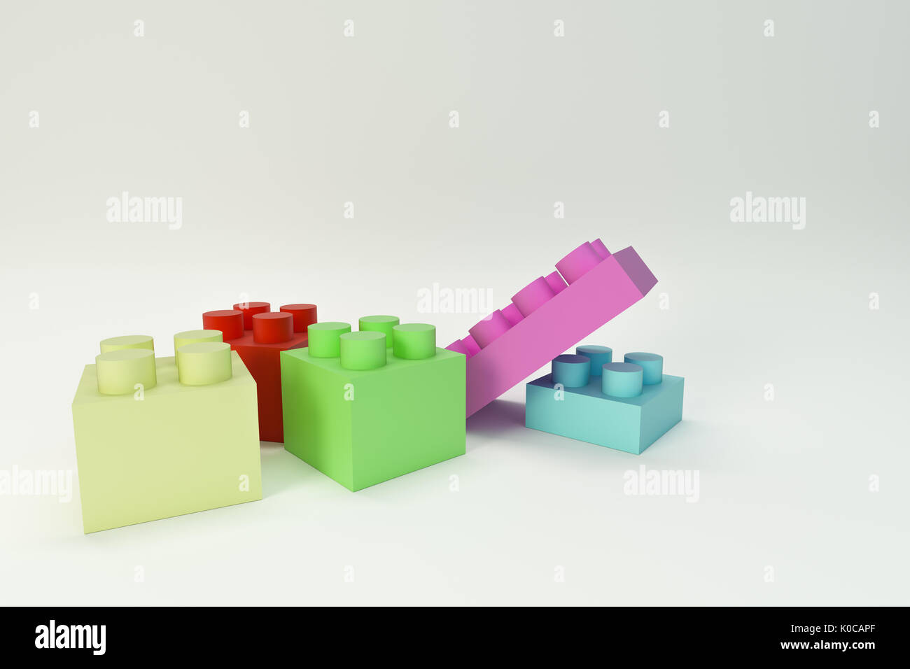 3d illustration of toy bricks isolated on white background Stock Photo ...