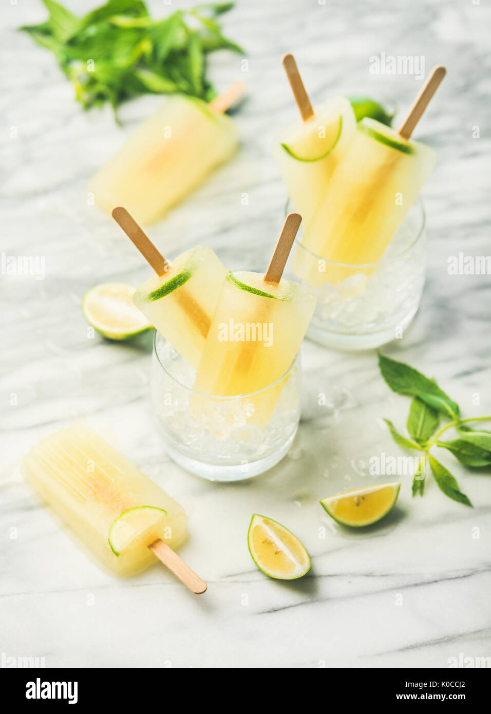 Summer refreshing lemonade popsicles with lime and mint Stock Photo Alamy