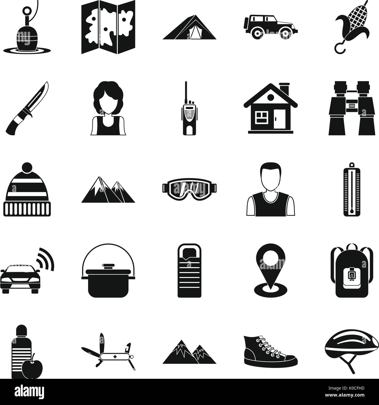 Mountain holiday icons set, simple style Stock Vector Image & Art - Alamy