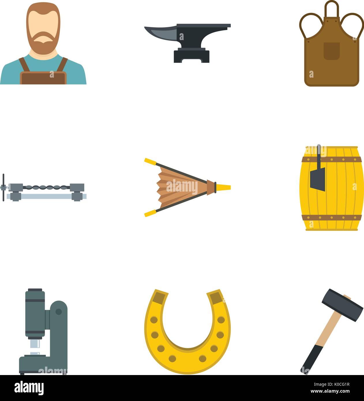Industrial blacksmith icon set, flat style Stock Vector Image & Art - Alamy