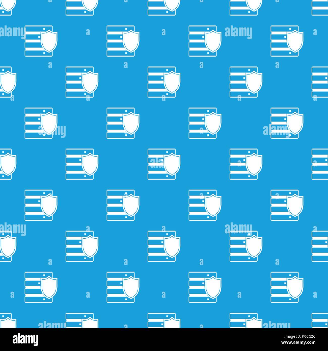 Database with shield pattern seamless blue Stock Vector
