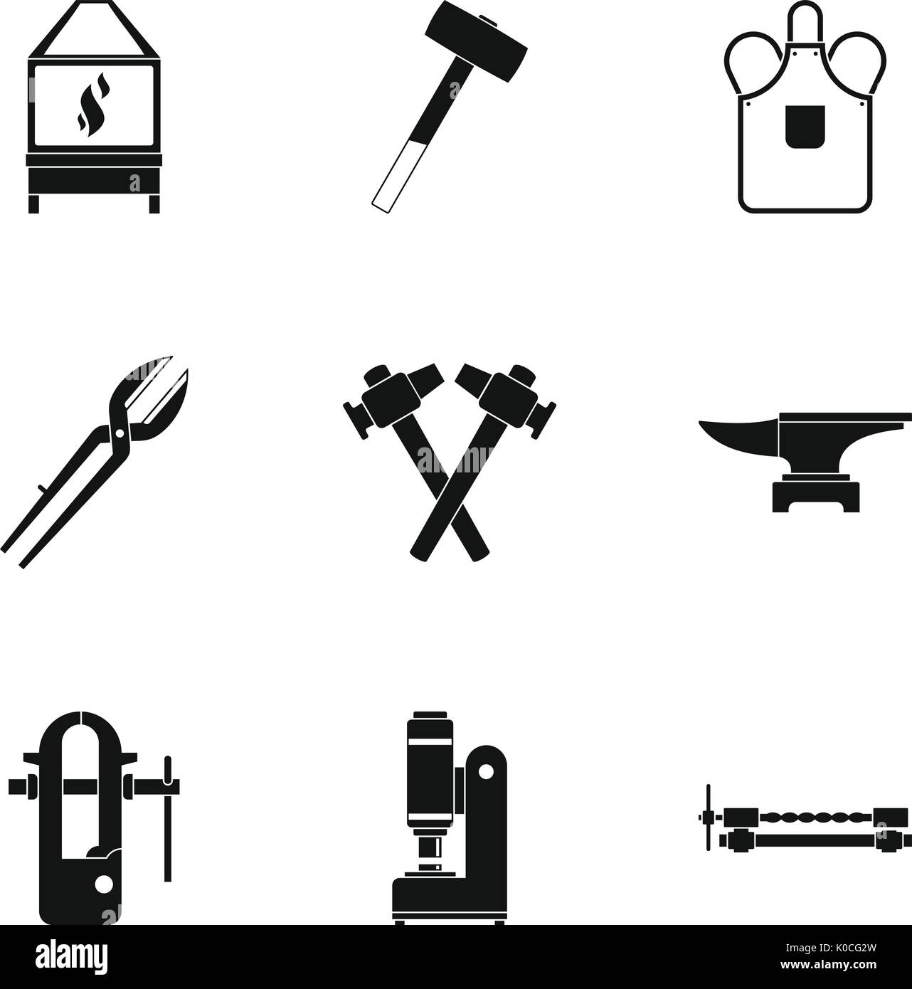 Blacksmith house icon set, simple style Stock Vector