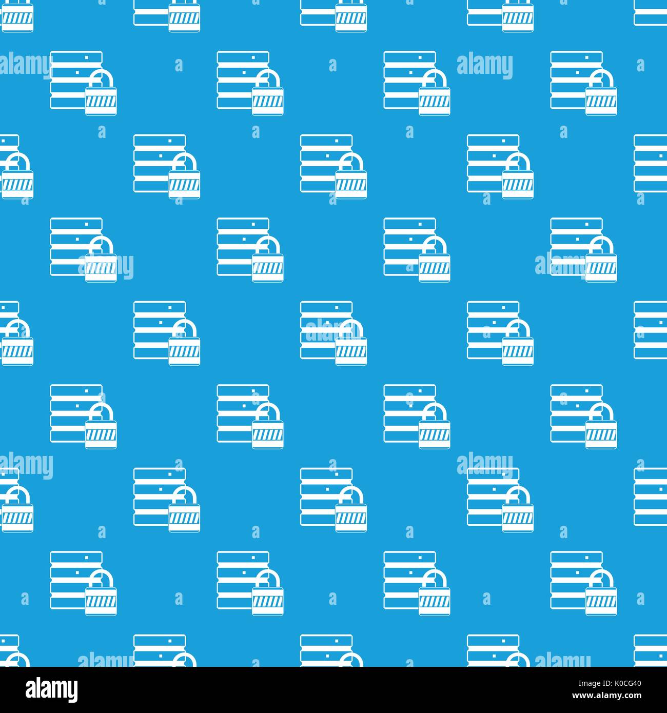 Database with padlock pattern seamless blue Stock Vector