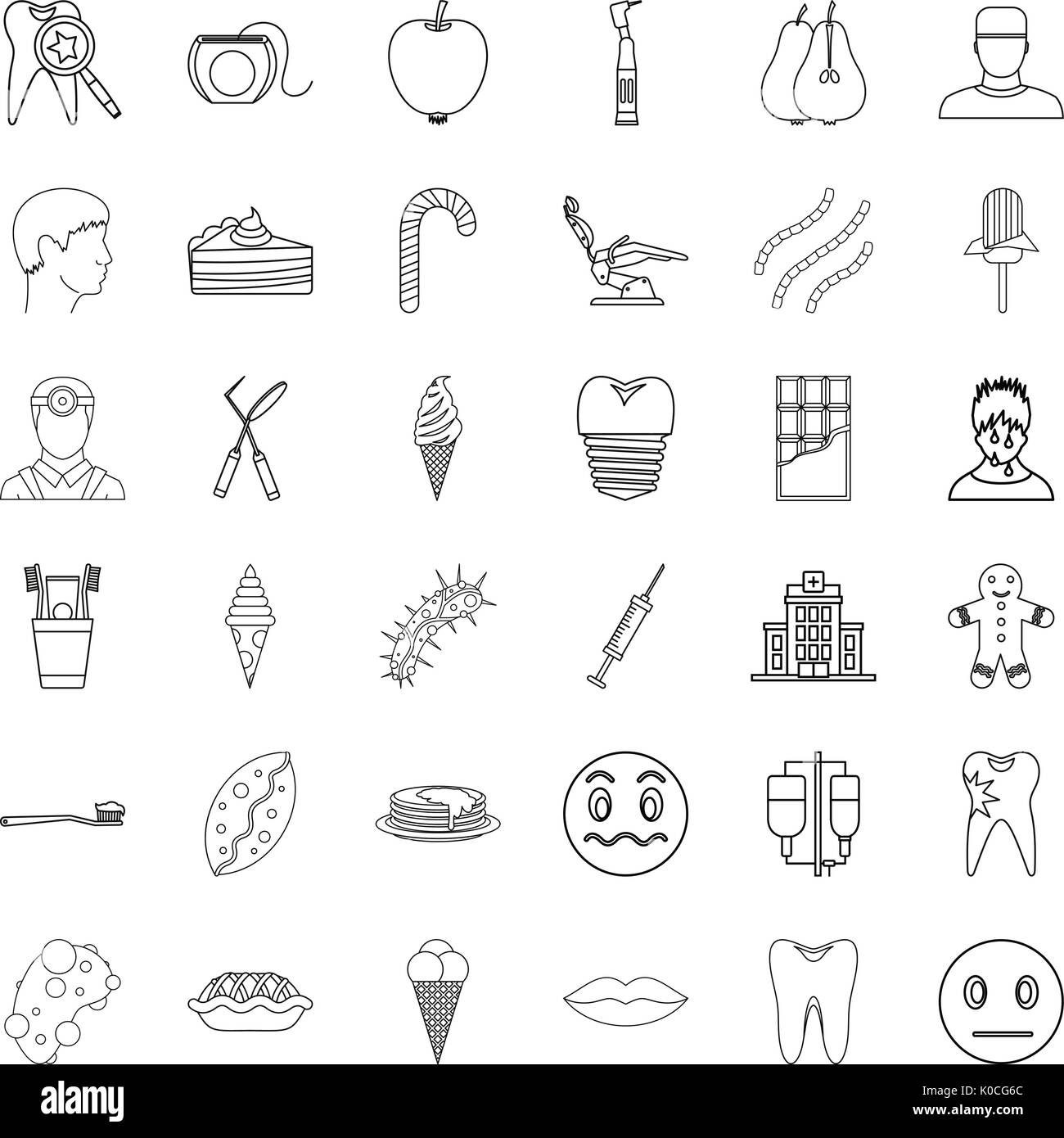 Dental care icons set, outline style Stock Vector Image & Art - Alamy
