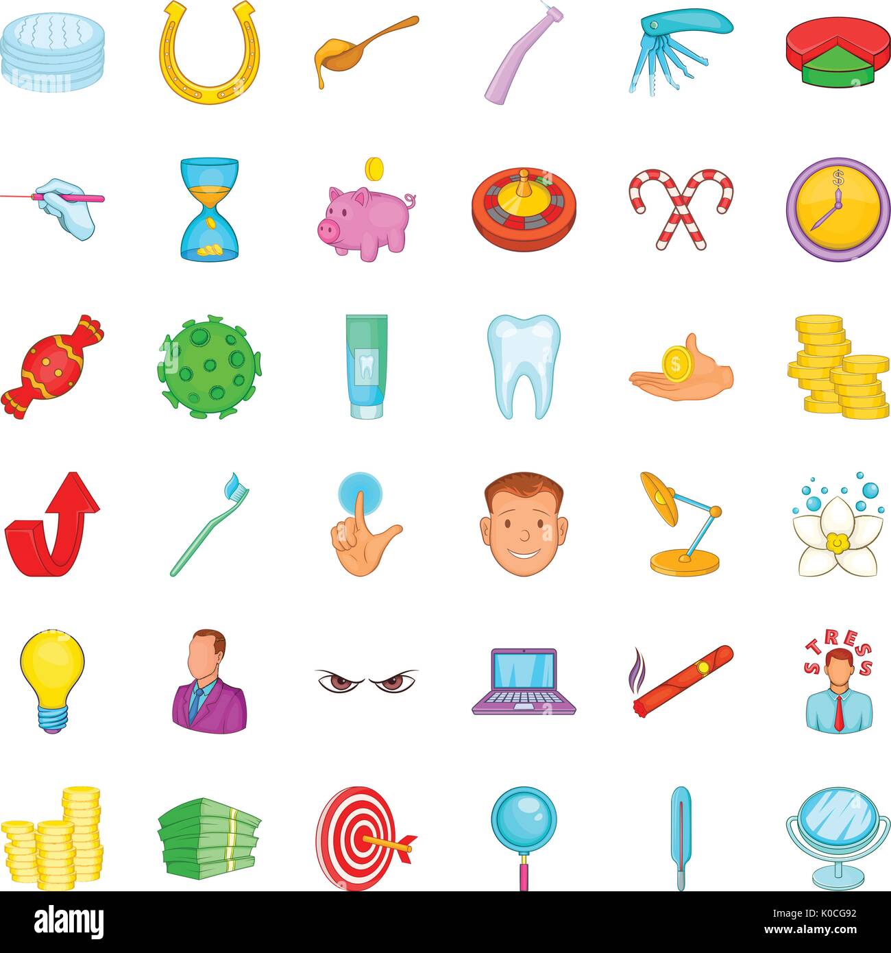 Dental care icons set, cartoon style Stock Vector Image & Art - Alamy