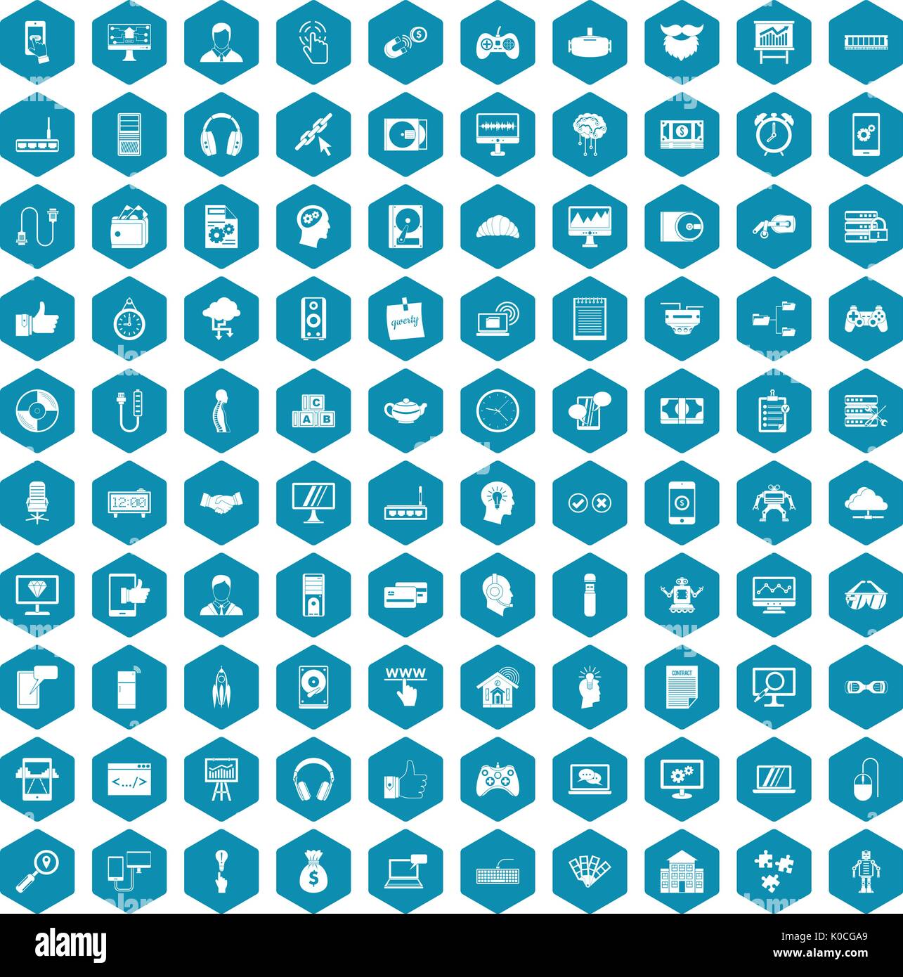 100 programmer icons sapphirine violet Stock Vector
