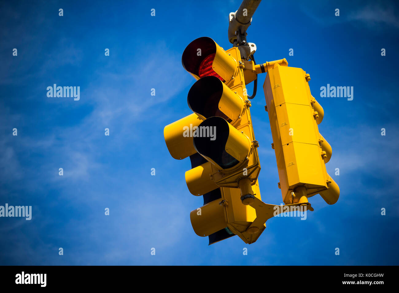 Stop sign at American intersection showing red Stock Photo