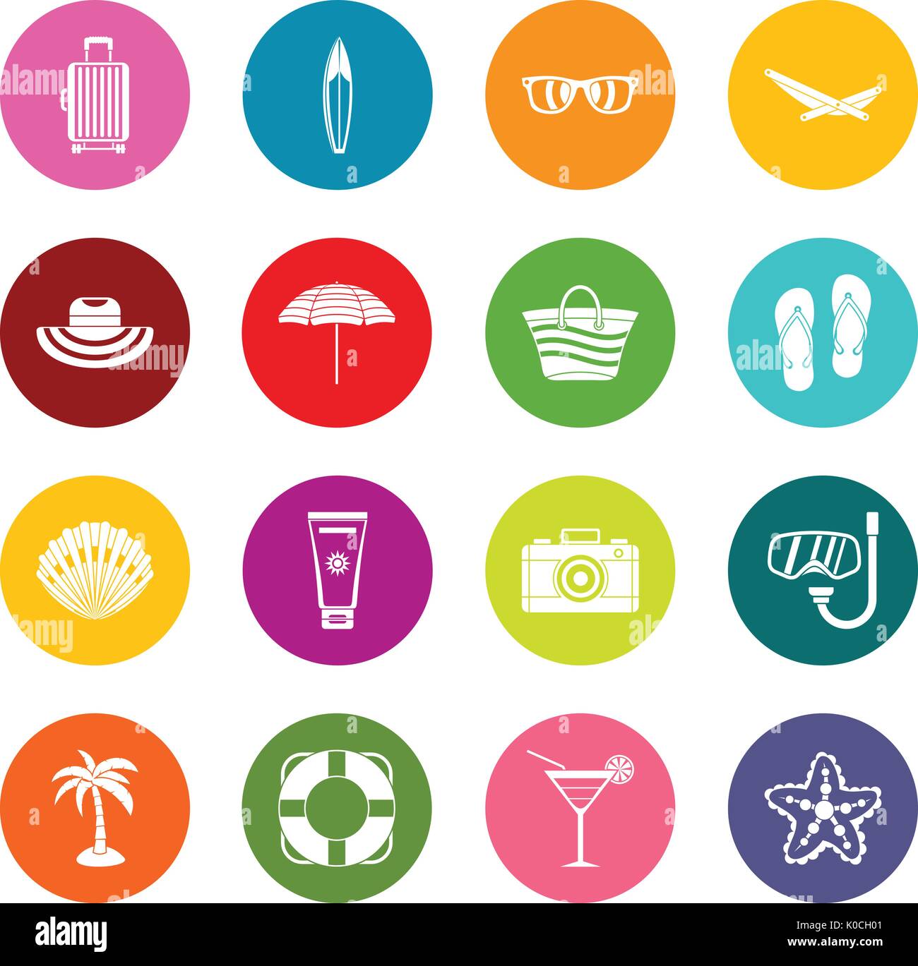 Summer rest icons many colors set Stock Vector Image & Art - Alamy