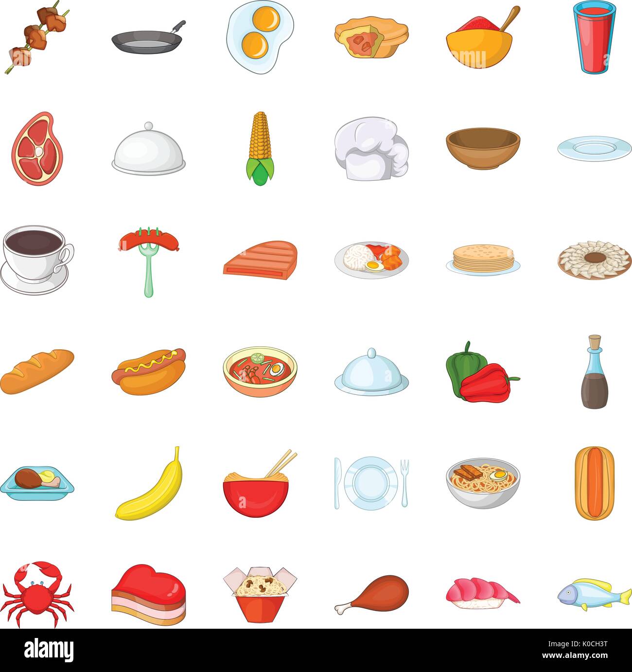 Crockery icons set, cartoon style Stock Vector Image & Art - Alamy