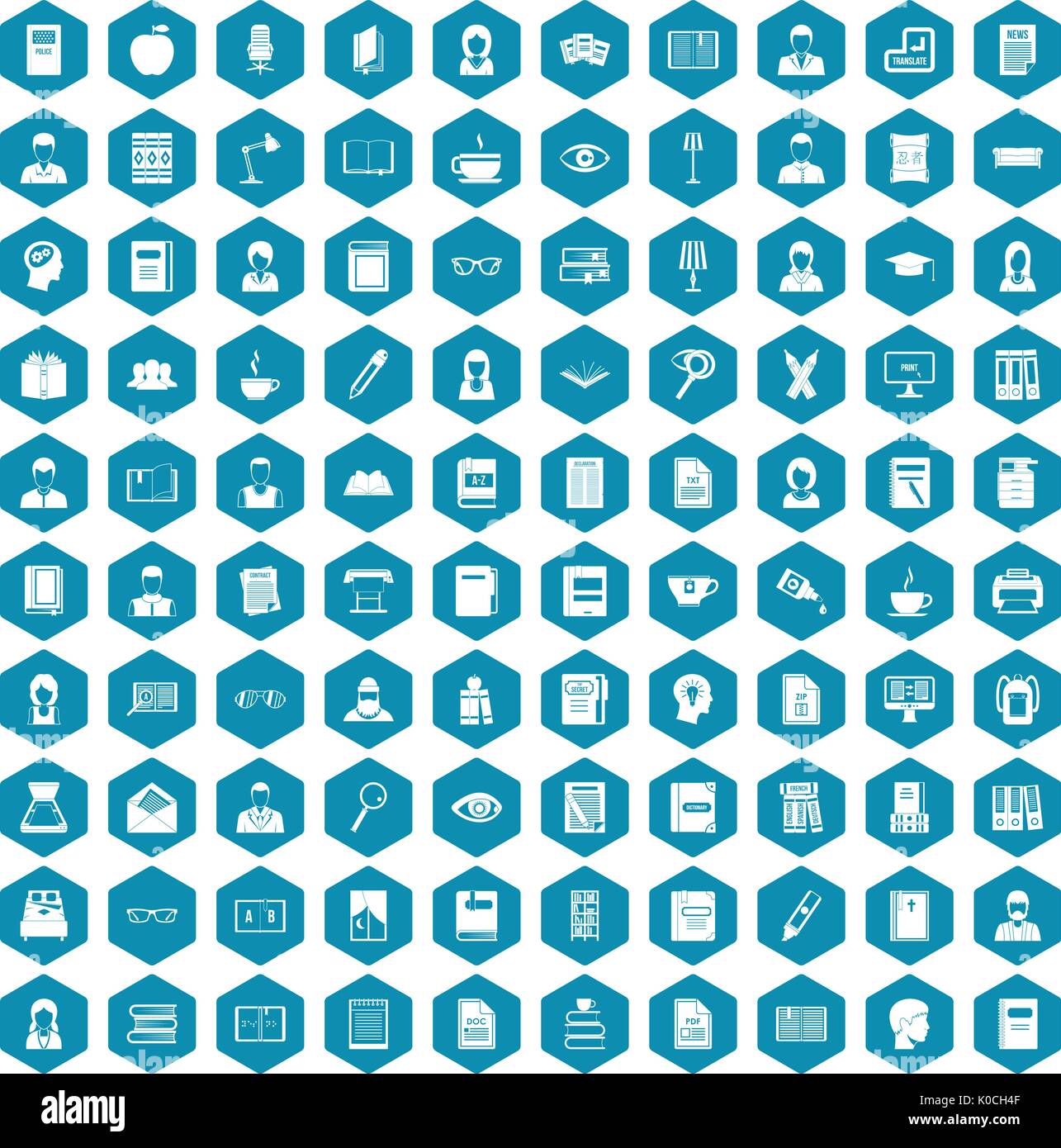 100 reader icons sapphirine violet Stock Vector