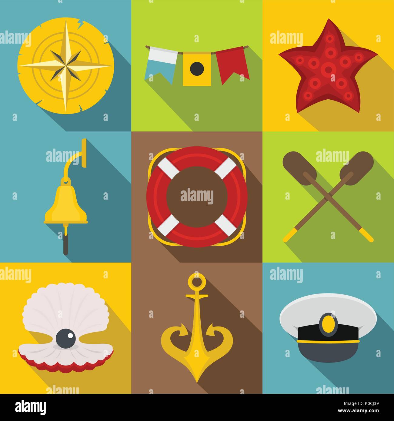 Sea travel icons set, flat style Stock Vector Image & Art - Alamy