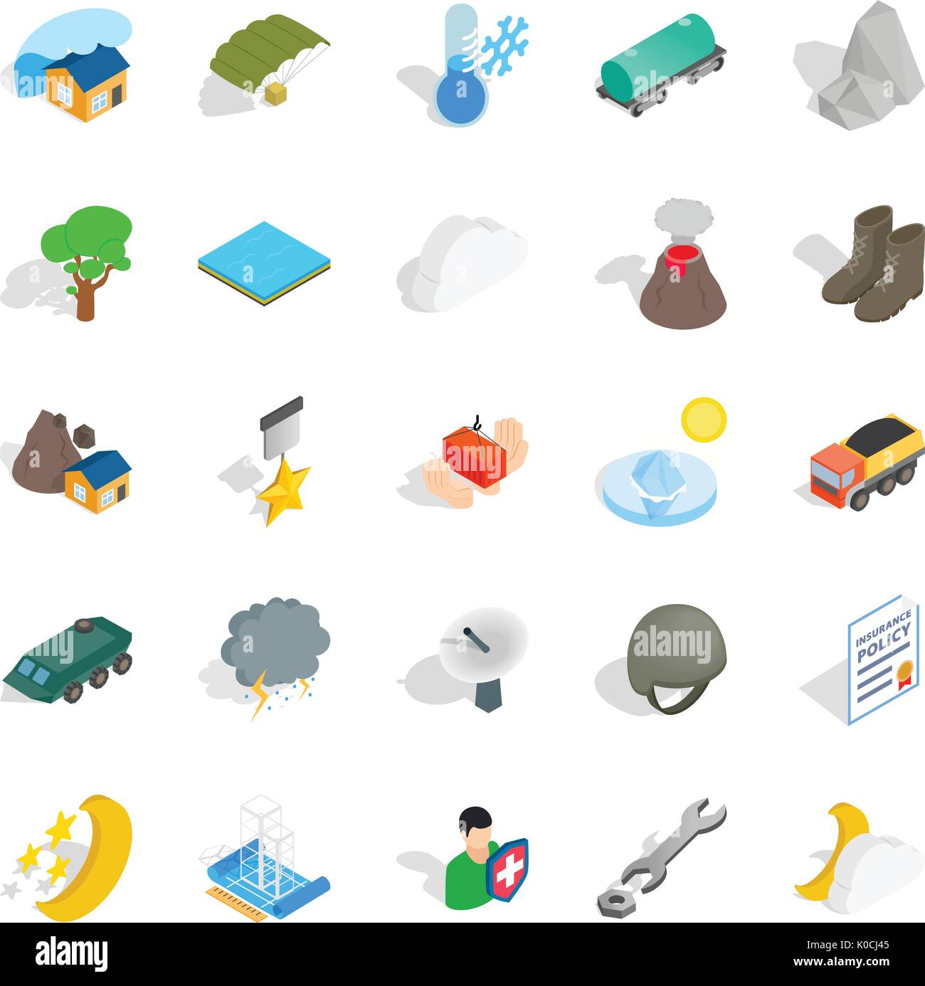 Inflammable icons set, isometric style Stock Vector