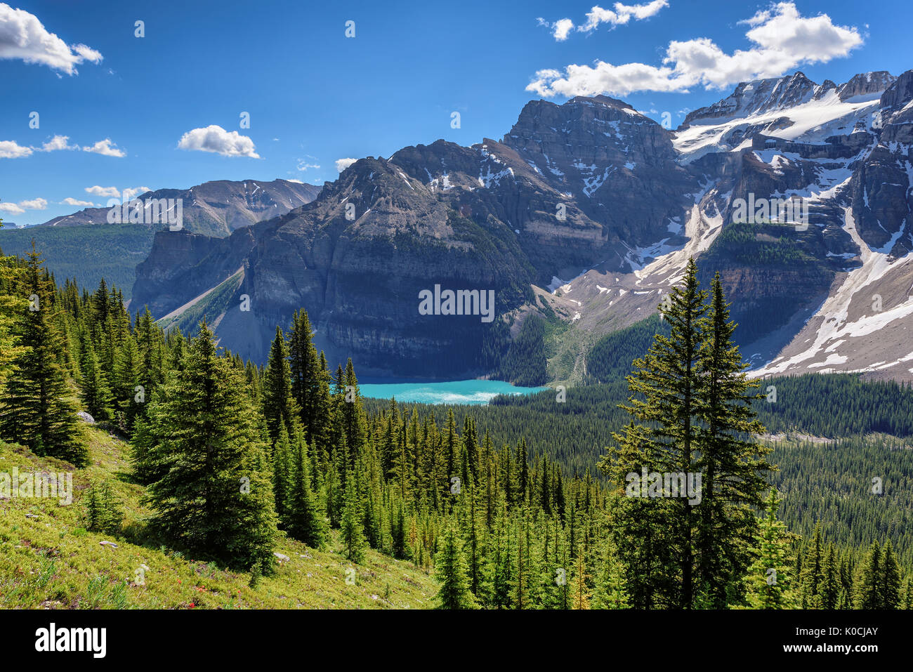 Canadian Rockies and Moraine lake in Banff National Park, Canada. Stock Photo