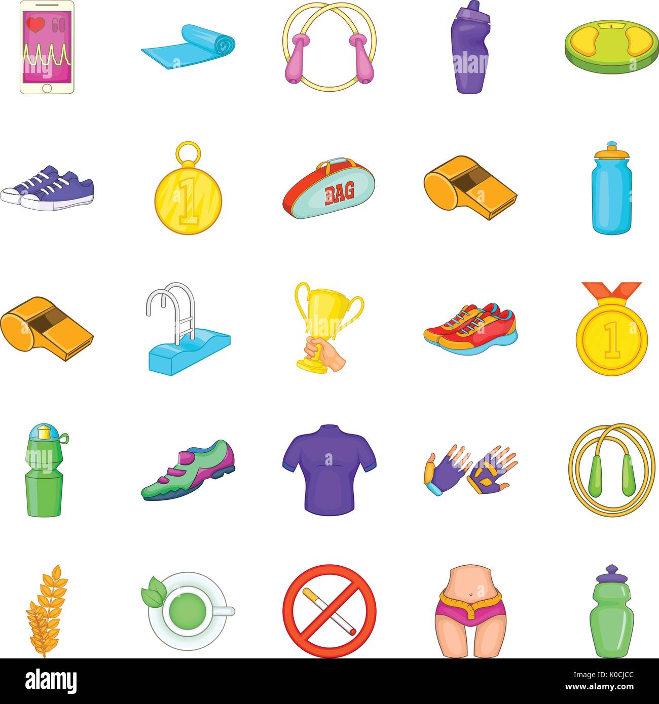 Check up icons set, cartoon style Stock Vector