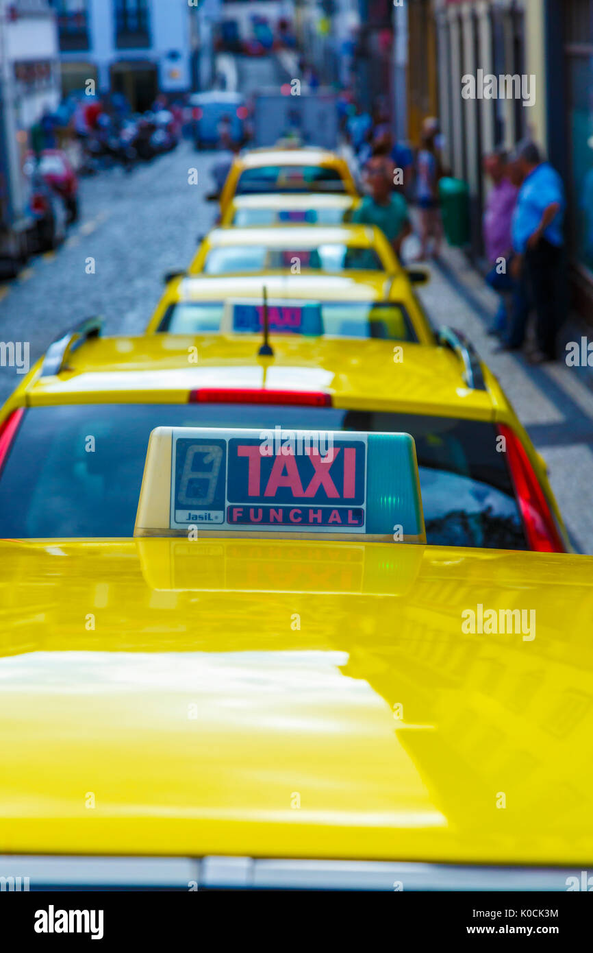 Taxis in a Taxi stand Stock Photo Alamy