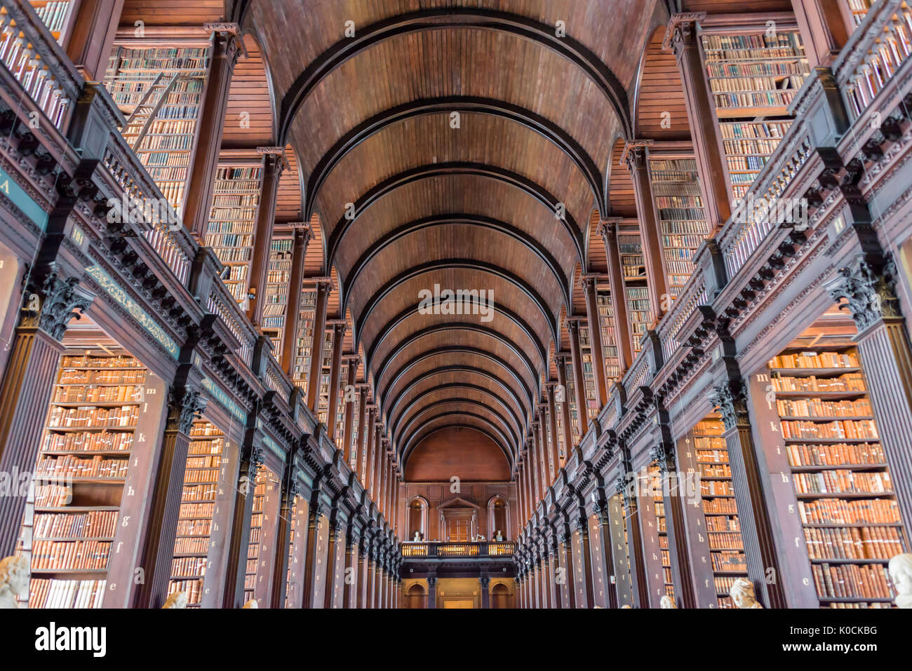 DUBLIN, IRELAND - AUGUST 13: The Long Room in the Trinity College Old Library in Dublin, Ireland Stock Photo